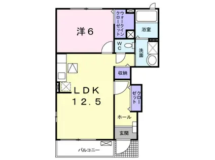 アベニールB(1LDK/1階)の間取り写真