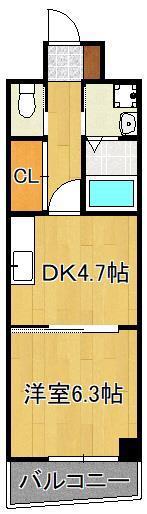 S-FORT小倉(1DK/4階)の間取り写真