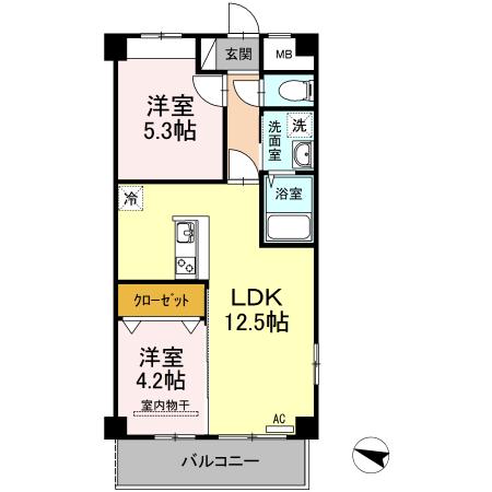 OTO寺家駅前(2LDK/4階)の間取り写真