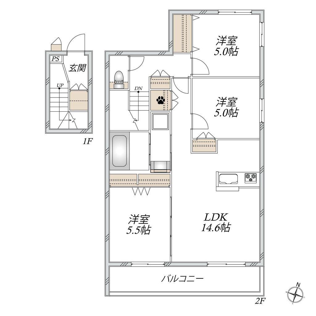 ALCYONE SHIZU(3LDK/2階)の間取り写真