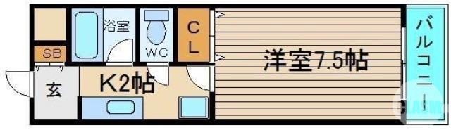 IBC中百舌鳥(1K/2階)の間取り写真
