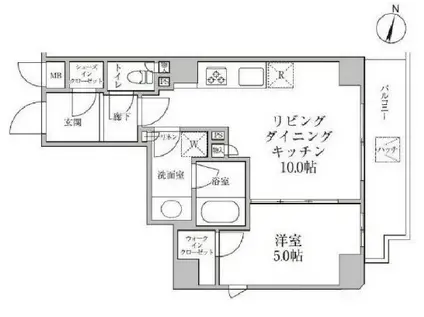 レジディア神楽坂II(1LDK/2階)の間取り写真