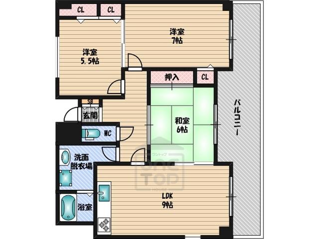 ラフィーネ竹園(3LDK/1階)の間取り写真