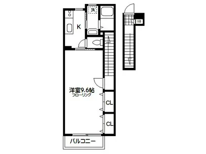 ベルフォーレ参番館(1K/2階)の間取り写真