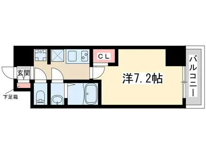 スペーシア江坂南金田(1K/2階)の間取り写真