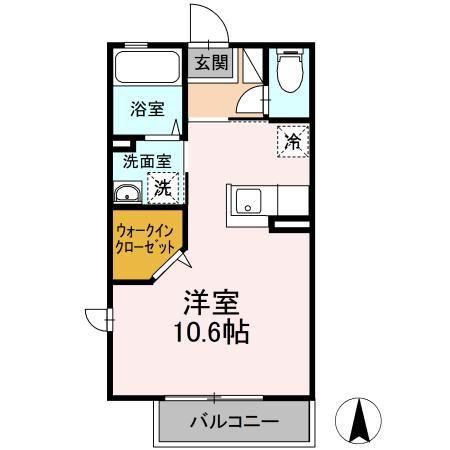 エステート笹谷21II(ワンルーム/2階)の間取り写真