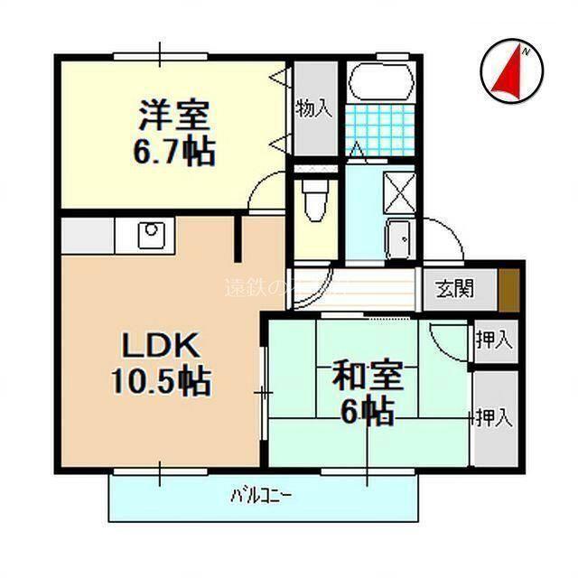 ボヌールA(2LDK/2階)の間取り写真
