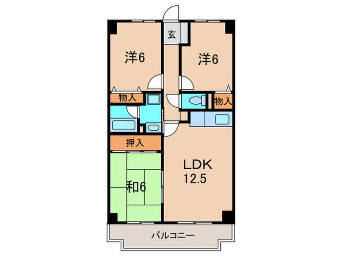 ノーメ・デラローザ(3LDK/3階)の間取り写真