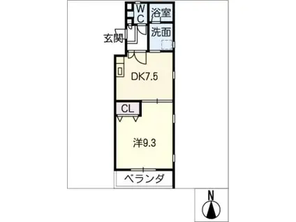 ゼフォール東海(1DK/2階)の間取り写真