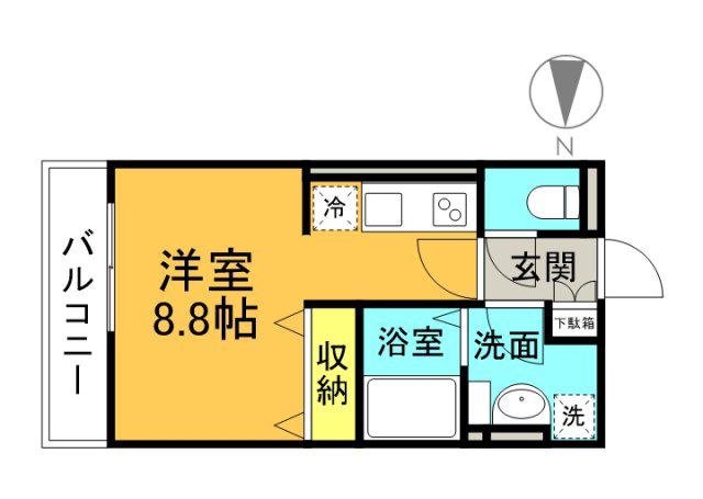 LE DOME西霞(ワンルーム/1階)の間取り写真