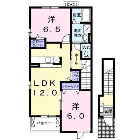 マイスター青山(2LDK/2階)の間取り写真