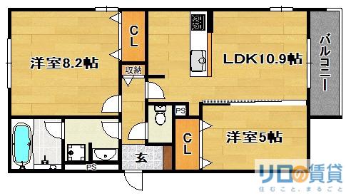 カーサ・プレッツァ豊里(2LDK/2階)の間取り写真