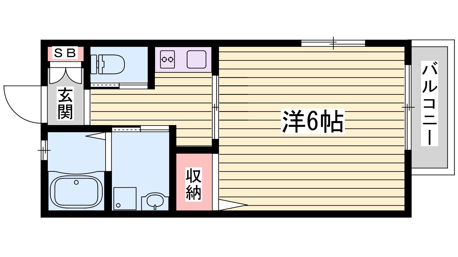 ＪＲ播但線 京口駅 徒歩10分 2階建 築5年(1K/1階)の間取り写真
