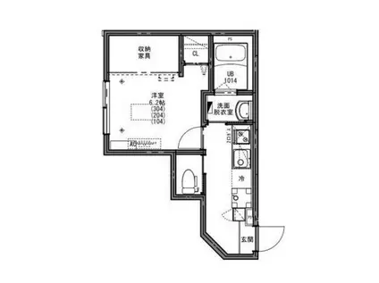KEIAI RESIDENCE 新秋津II(1K/2階)の間取り写真