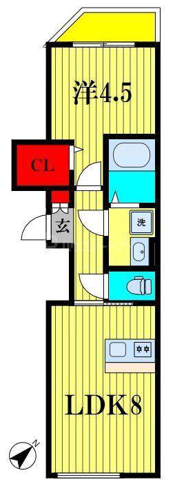 サンヒロ南流山(1LDK/3階)の間取り写真