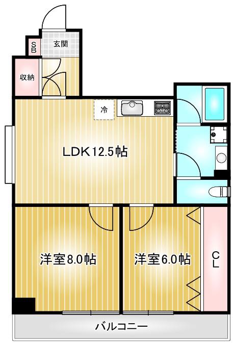 NYレジデンスいりなか(2LDK/3階)の間取り写真