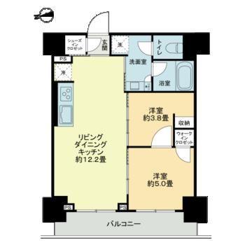ザ・ライオンズフォーシア鶴見(2LDK/9階)の間取り写真