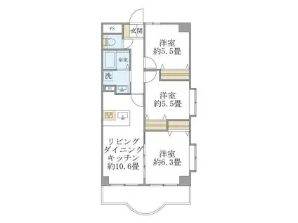 西船橋スクエアガーデン(3LDK/11階)の間取り写真