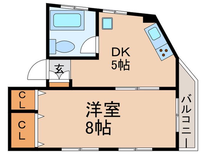 サンケイビル(1DK/5階)の間取り写真