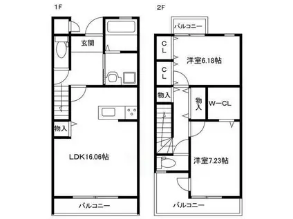 OA FLAT西庄II(2LDK/1階)の間取り写真