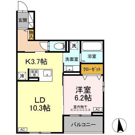 CLASSEUM仙台小田原 IV(1LDK/3階)の間取り写真