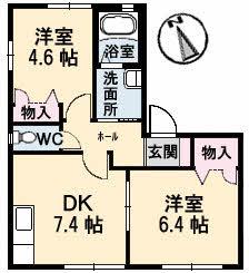 ラ・パルテール笹ヶ瀬壱番館(2DK/1階)の間取り写真