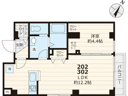 RAPPORT H&Sラポール エイチアンドエス(1LDK/2階)の間取り写真