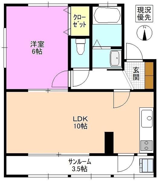 城北ハイツ(1LDK/2階)の間取り写真