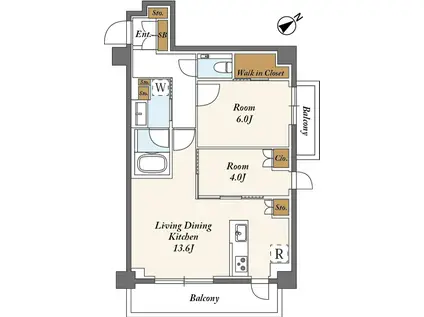 リビオ下北沢(2LDK/1階)の間取り写真