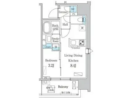 デュオフラッツ今池フレナ(1LDK/7階)の間取り写真