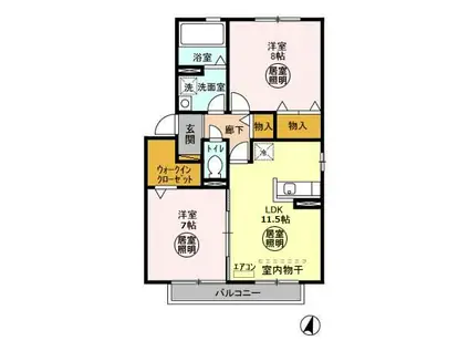 ロイヤルスクエア(2LDK/2階)の間取り写真