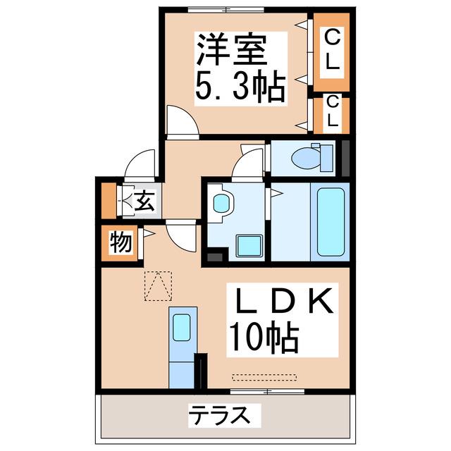 グランドソレイユ東野(1LDK/1階)の間取り写真