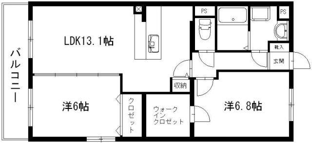 グランストーク下平川(2LDK/2階)の間取り写真