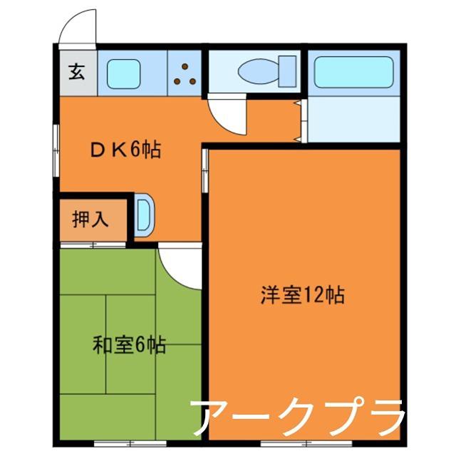レインボーハイツ(2DK/2階)の間取り写真