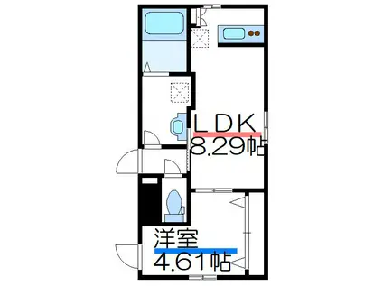 REAL WITH(1LDK/2階)の間取り写真
