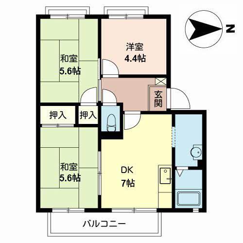 ハイツ大仙(3DK/2階)の間取り写真
