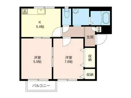 エステート宮久保A棟(2K/1階)の間取り写真