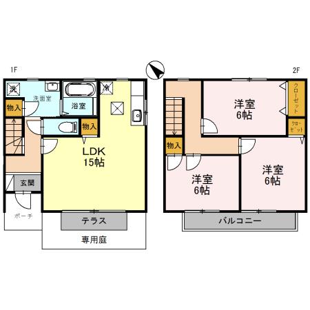 エステリーオA棟(3LDK/1階)の間取り写真