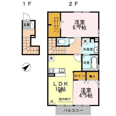 ラグーン(2LDK/2階)の間取り写真