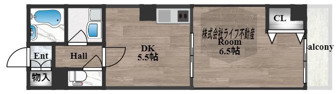 ファンライフ小阪(1DK/1階)の間取り写真