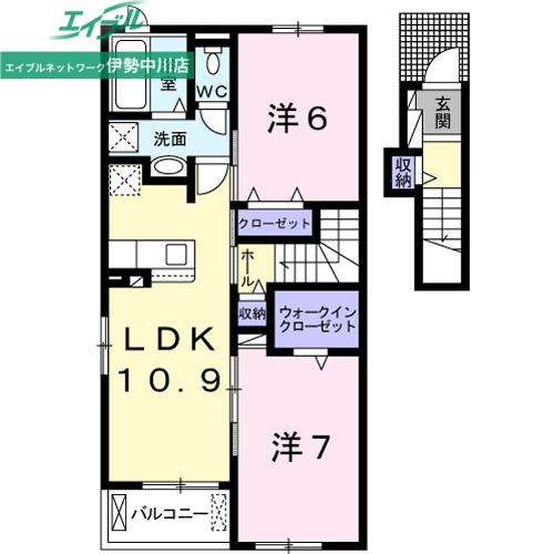 アーク D(2LDK/2階)の間取り写真