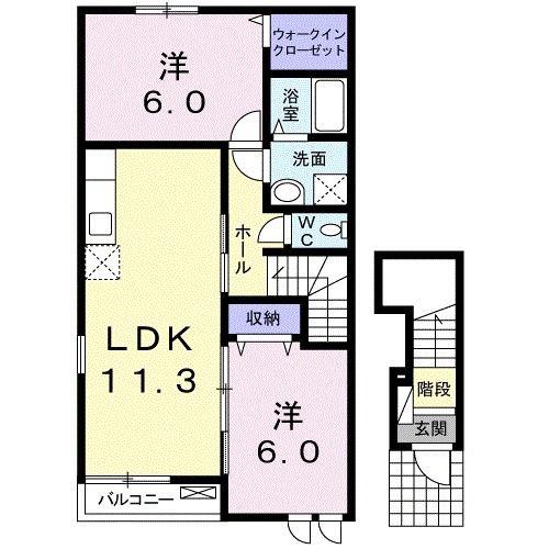 カーサ フェリーチェIII(2LDK/2階)の間取り写真