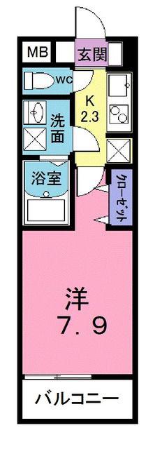 エーデルハイムD棟(1K/2階)の間取り写真