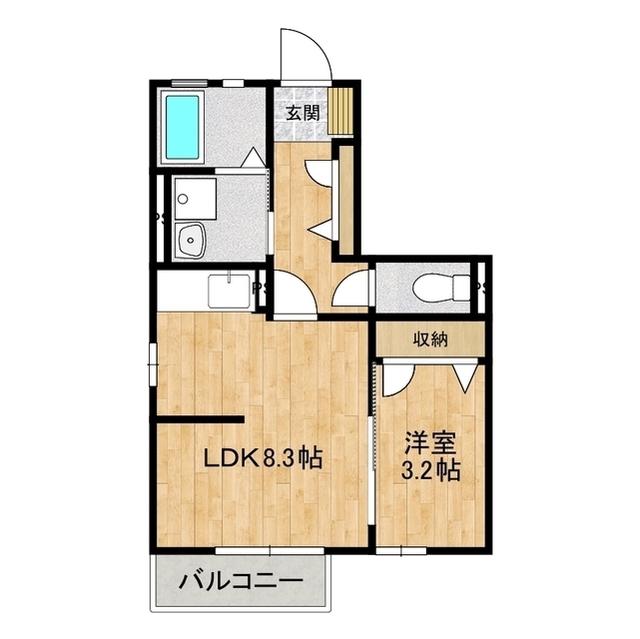 PRIDE RESIDENCE(1LDK/2階)の間取り写真