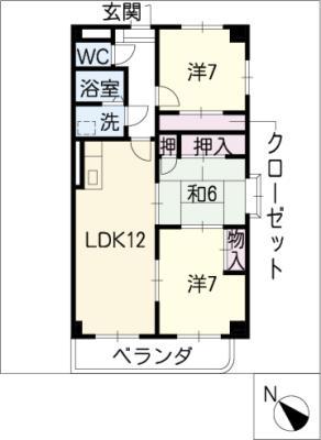 ユヌ・ボジュールII(3LDK/2階)の間取り写真