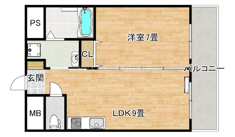 シティーコート南瓦町(1LDK/3階)の間取り写真