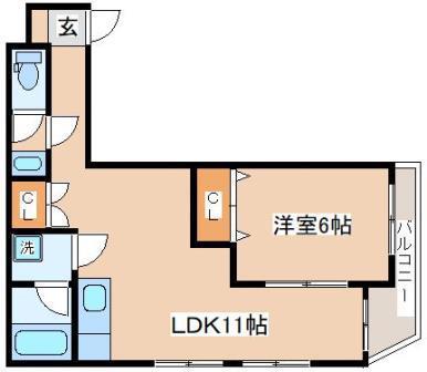 トーアハイツ(1LDK/6階)の間取り写真
