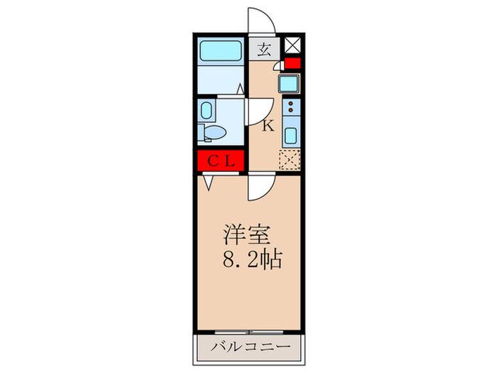 コスモリード蚕糸の森公園(1K/2階)の間取り写真