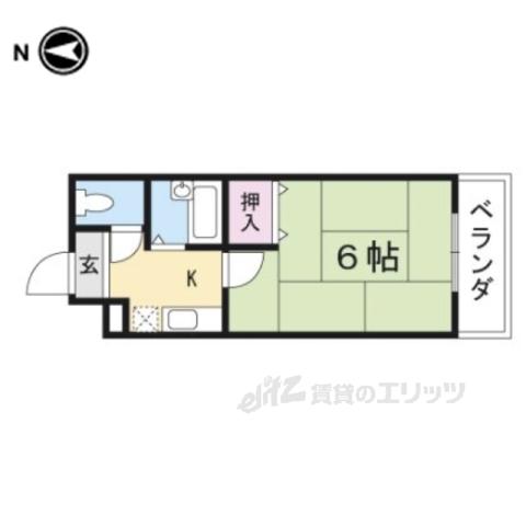 グリーンコート(1K/4階)の間取り写真
