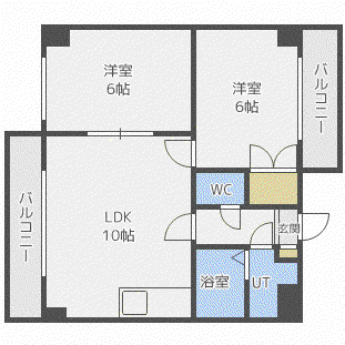 プログレスシティ菊水(2LDK/3階)の間取り写真